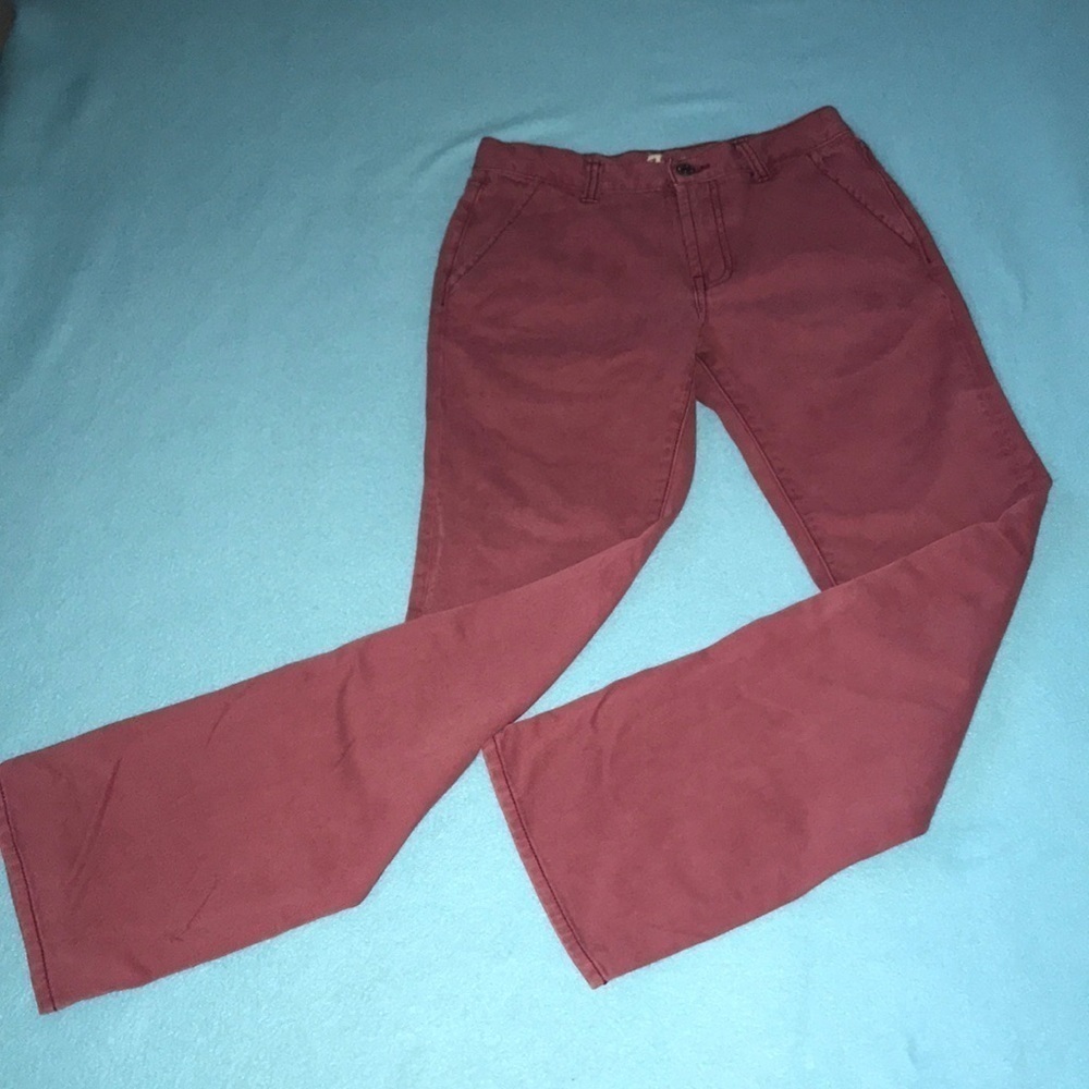 7 FOR ALL MANKIND boot cut brick red 9” rise button zipper closure size 12